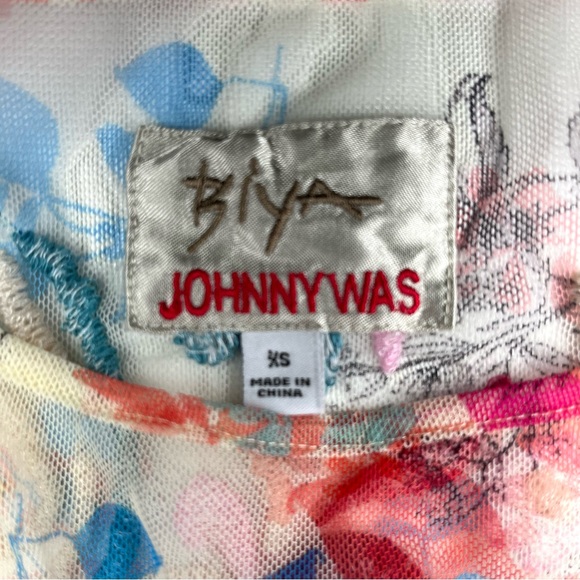 Johnny Was Mazzy Flared Floral Embroidered Sheer Mesh Tank Top XS No Slip - Picture 14 of 15
